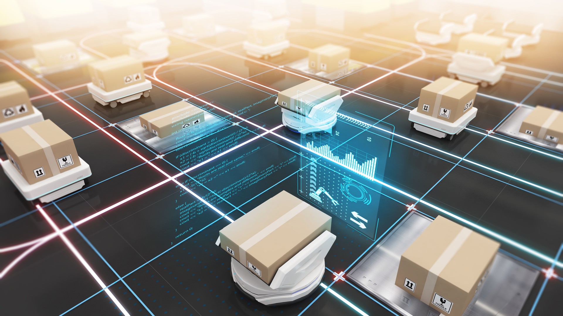Robot transportation and cargo handling,using automation in product management
